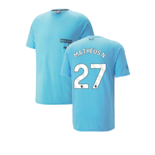 2023-2024 Man City Casuals Tee (Blue Wash) (Matheus N 27)