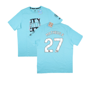 2023-2024 Man City FtblCore Graphic Tee (Hero Blue) (Matheus N 27)