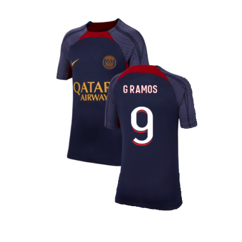 2023-2024 PSG Strike Dri-Fit Training Shirt (Navy) - Kids (G Ramos 9)