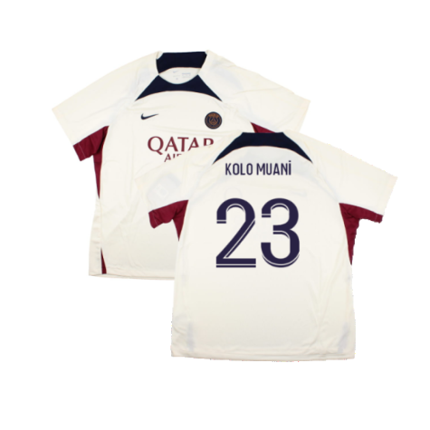 2023-2024 PSG Strike Dri-Fit Training Shirt (Cream) (Kolo Muani 23)