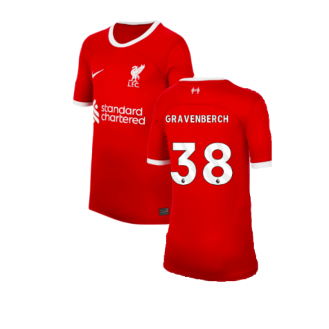 2023-2024 Liverpool Home Shirt (Kids) (Gravenberch 38)