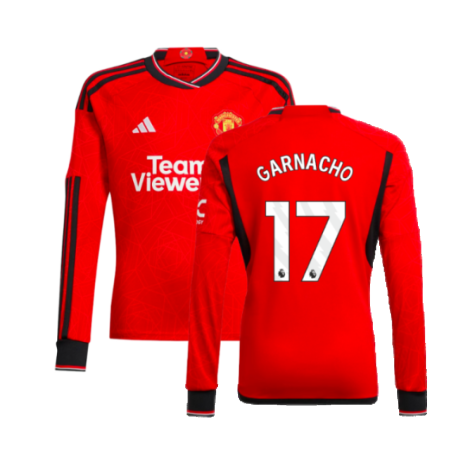 2023-2024 Man Utd Home Long Sleeve Shirt (Kids) (Garnacho 17)