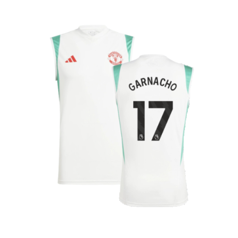 2023-2024 Man Utd Sleeveless Jersey (White) (Garnacho 17)