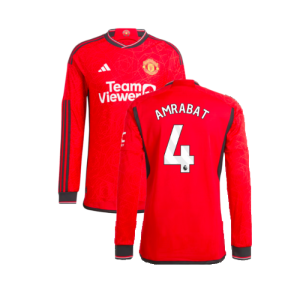 2023-2024 Man Utd Long Sleeve Home Shirt (Amrabat 4)