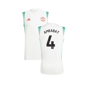 2023-2024 Man Utd Sleeveless Jersey (White) (Amrabat 4)