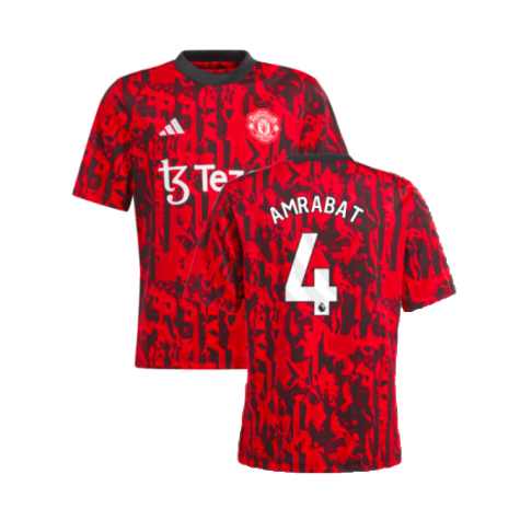 2023-2024 Man Utd Pre-Match Shirt (Red) - Kids (Amrabat 4)