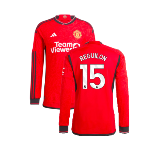 2023-2024 Man Utd Long Sleeve Home Shirt (Reguilon 15)