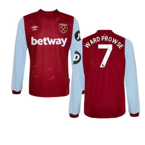 2023-2024 West Ham Long Sleeve Home Shirt (Ward Prowse 7)