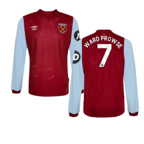 2023-2024 West Ham Long Sleeve Home Shirt (Kids) (Ward Prowse 7)