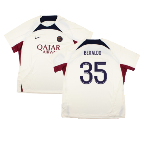 2023-2024 PSG Strike Dri-Fit Training Shirt (Cream) (Beraldo 35)