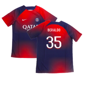 2023-2024 PSG Academy Pro Dri-FIT Pre-Match Shirt (Red) (Beraldo 35) 2023-2024 PSG Academy Pro Dri-FIT Pre-Match Shirt (Red) (Beraldo 35)