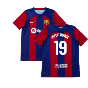 2023-2024 Barcelona Home Shirt (Kids) (Vitor Roque 19)