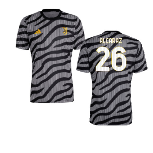 2023-2024 Juventus Pre-Match Shirt (Black) (Alcaraz 26)