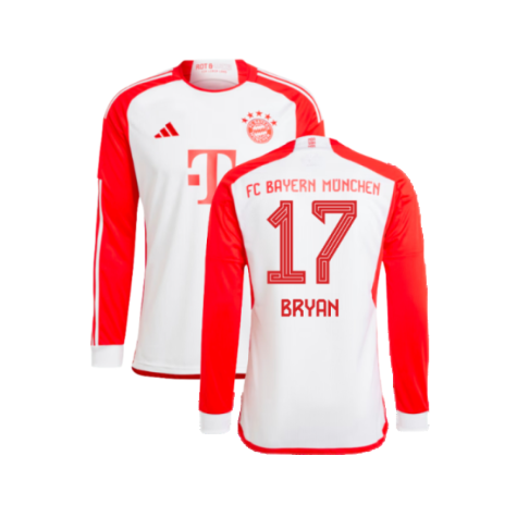 2023-2024 Bayern Munich Long Sleeve Home Shirt (Kids) (Bryan 17)