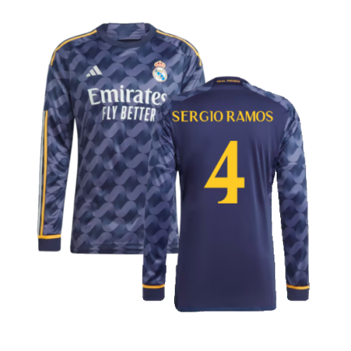 2023-2024 Real Madrid Long Sleeve Away Shirt (Sergio Ramos 4)