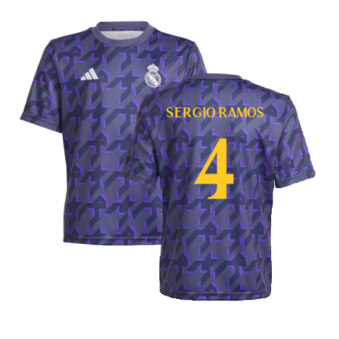 2023-2024 Real Madrid Pre-Match Shirt (Shadow Navy) - Kids (Sergio Ramos 4)