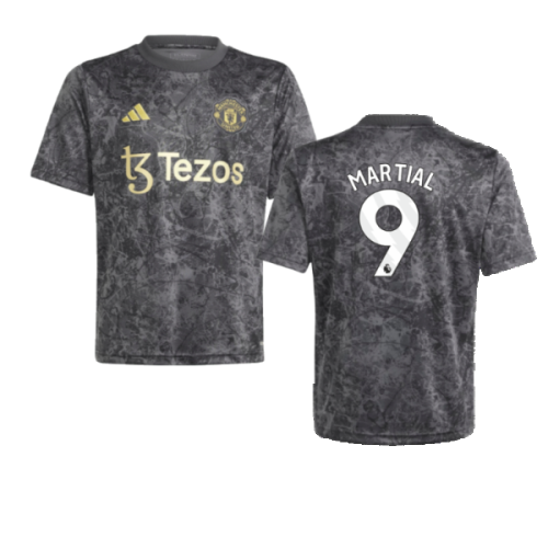 2023-2024 Man Utd Pre-Match Shirt (Black) - Kids (Martial 9)