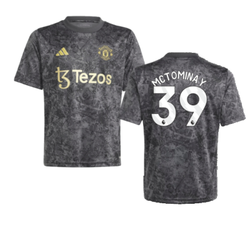 2023-2024 Man Utd Pre-Match Shirt (Black) - Kids (McTominay 39)