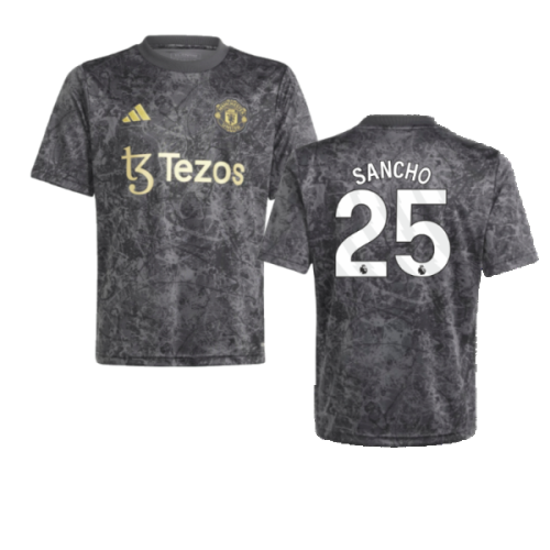 2023-2024 Man Utd Pre-Match Shirt (Black) - Kids (Sancho 25)