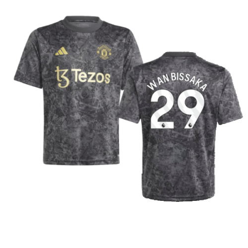2023-2024 Man Utd Pre-Match Shirt (Black) - Kids (Wan Bissaka 29)