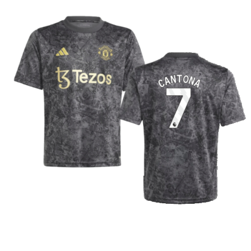 2023-2024 Man Utd Pre-Match Shirt (Black) - Kids (Cantona 7)