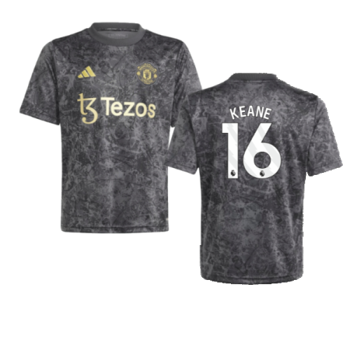 2023-2024 Man Utd Pre-Match Shirt (Black) - Kids (Keane 16)