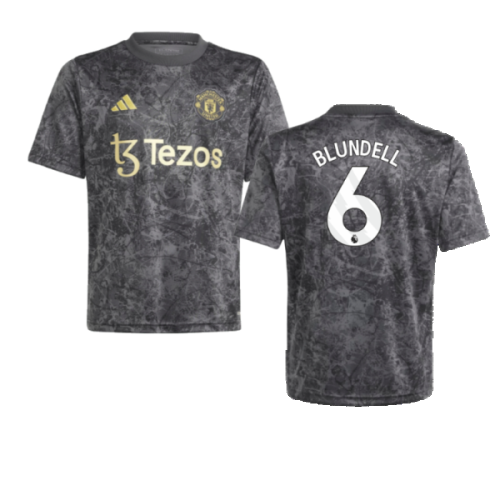 2023-2024 Man Utd Pre-Match Shirt (Black) - Kids (Blundell 6)