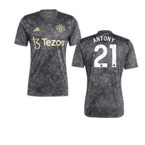 2023-2024 Man Utd Pre-Match Shirt (Black) (Antony 21)