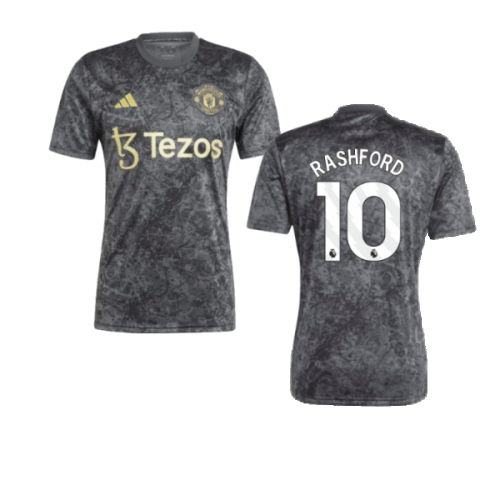 2023-2024 Man Utd Pre-Match Shirt (Black) (Rashford 10)