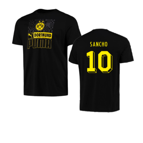 2023-2024 Borussia Dortmund FtblCore AOP Tee (Black) (Sancho 10)