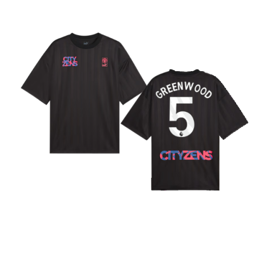 2023-2024 Man City FtblNrgy Jersey (Black) (Greenwood 5)