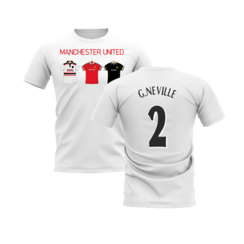 Manchester United 1998-1999 Retro Shirt T-shirt - Text (White) (G.Neville 2)