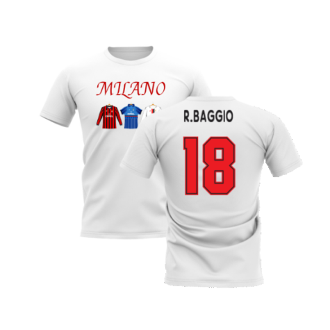 Milano 1995-1996 Retro Shirt T-shirt - Text (White) (R.Baggio 18)