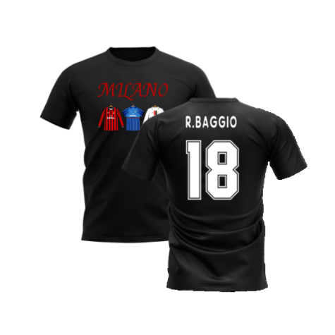 Milano 1995-1996 Retro Shirt T-shirt Text (Black) (R.Baggio 18)