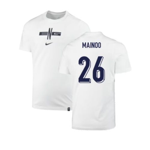 2024-2025 England Soccer T-Shirt (White) (Mainoo 26)