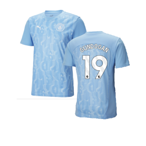 2024-2025 Man City Prematch SS Shirt (Light Blue) (Gundogan 19)