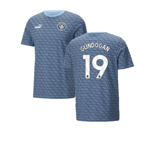 2024-2025 Man City ftblCulture Tee AOP (Navy) - Kids (Gundogan 19)