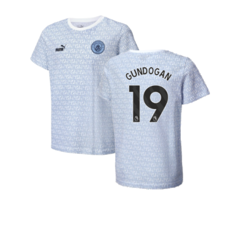 2024-2025 Man City ftblCulture Tee AOP (Light Blue) - Kids (Gundogan 19)