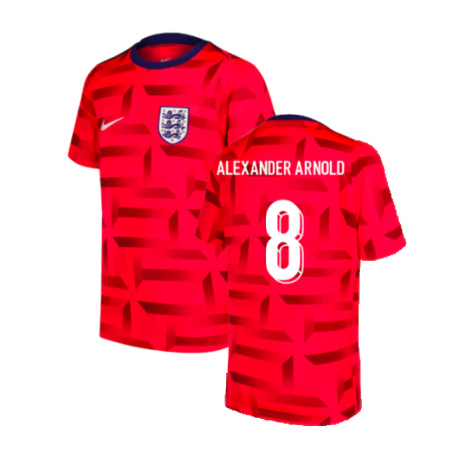 2024-2025 England Dri-FIT Pre-Match Shirt (Red) (Alexander Arnold 8)