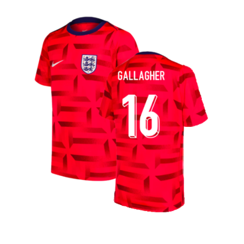 2024-2025 England Dri-FIT Pre-Match Shirt (Red) (Gallagher 16)