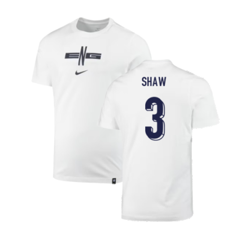 2024-2025 England Soccer T-Shirt (White) (Shaw 3)