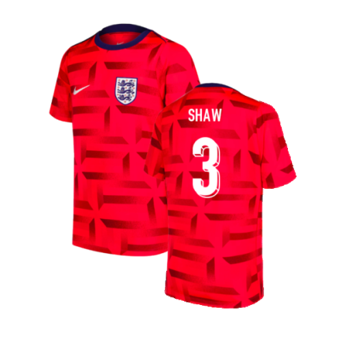 2024-2025 England Dri-FIT Pre-Match Shirt (Red) (Shaw 3)