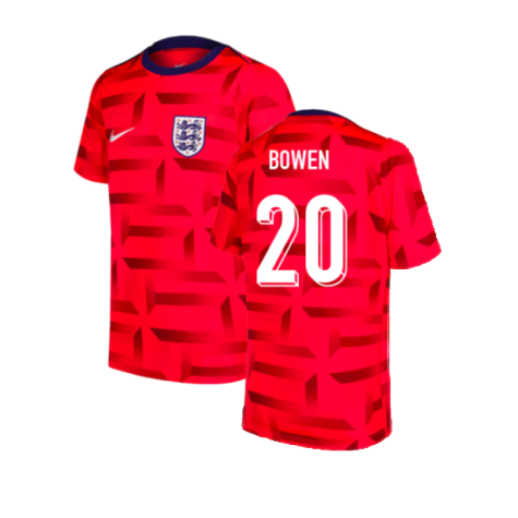 2024-2025 England Dri-FIT Pre-Match Shirt (Red) (Bowen 20)