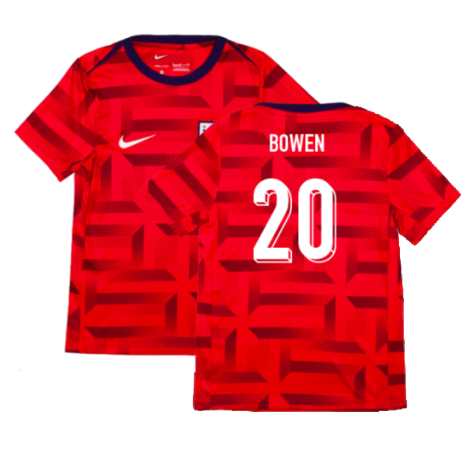 2024-2025 England Academy Pro Pre-Match Top (Siren Red) - Kids (Bowen 20)