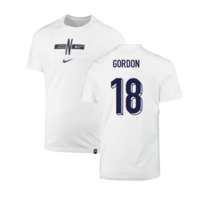 2024-2025 England Soccer T-Shirt (White) (Gordon 18)