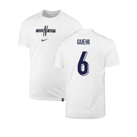 2024-2025 England Soccer T-Shirt (White) (Guehi 6)
