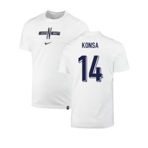 2024-2025 England Soccer T-Shirt (White) (Konsa 14) 2024-2025 England Soccer T-Shirt (White) (Konsa 14)
