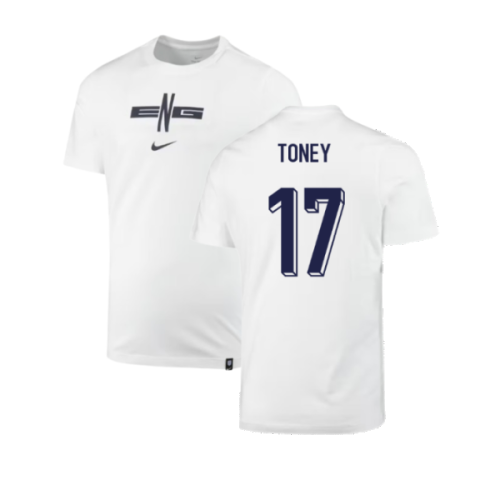 2024-2025 England Soccer T-Shirt (White) (Toney 17)