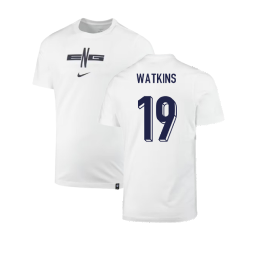 2024-2025 England Soccer T-Shirt (White) (Watkins 19)