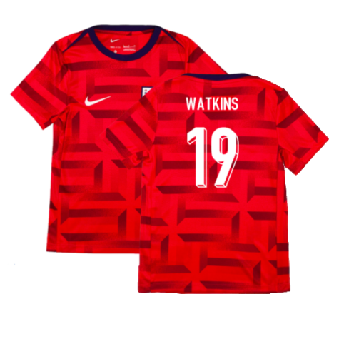 2024-2025 England Academy Pro Pre-Match Top (Siren Red) - Kids (Watkins 19)